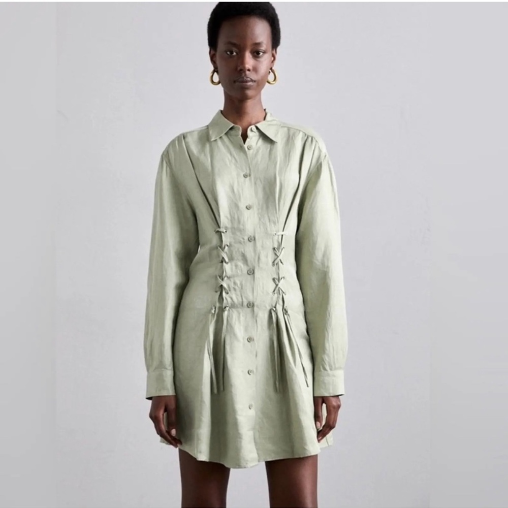 The kooples linen blend tie front dress